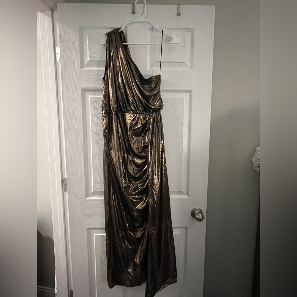 Vici Shimmering Bronze One-Shoulder Dress